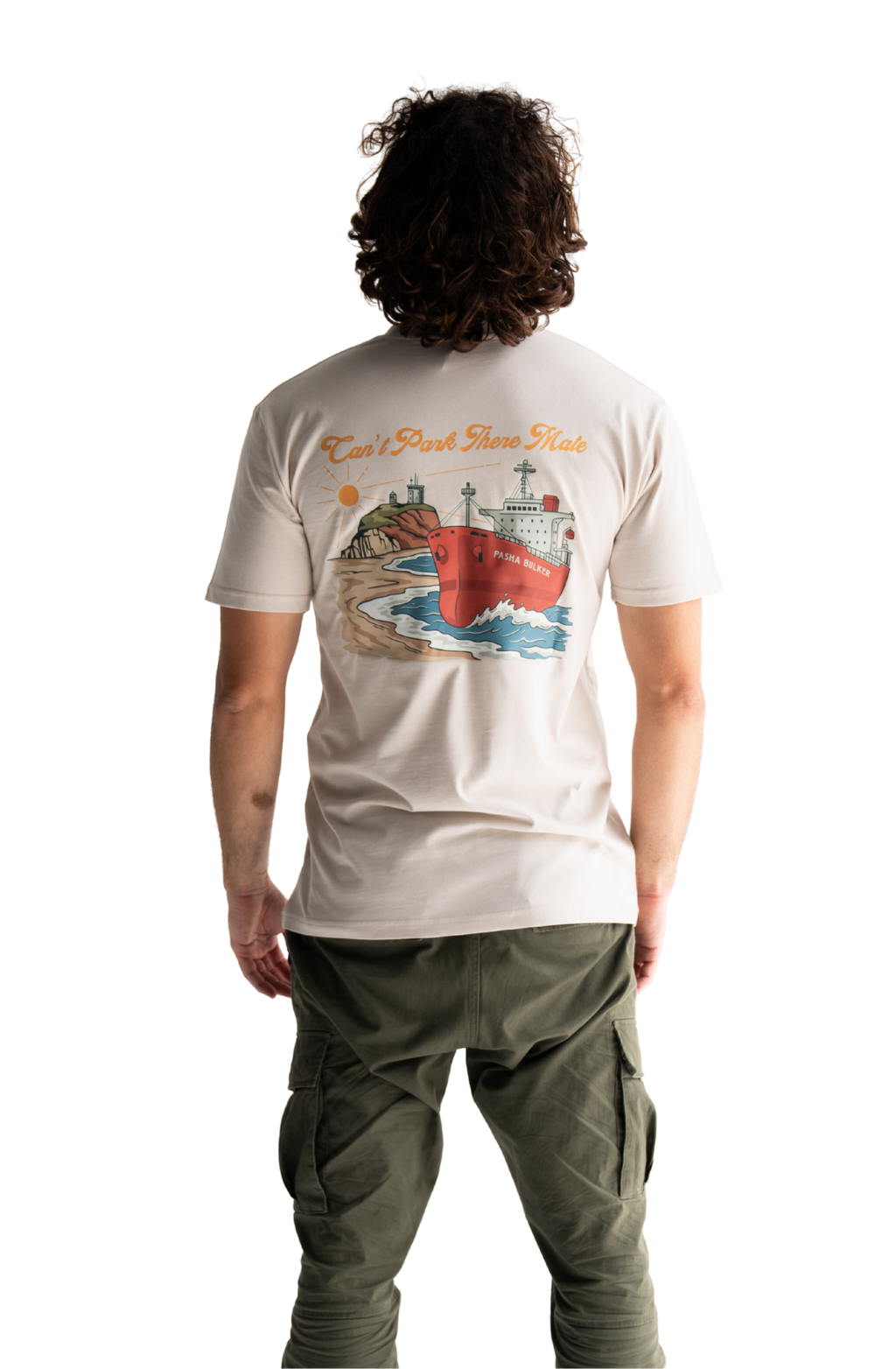 Pasha Bulker shipping container beach on nobby’s beach in front of the nobby’s lighthouse t-shirt newcastle