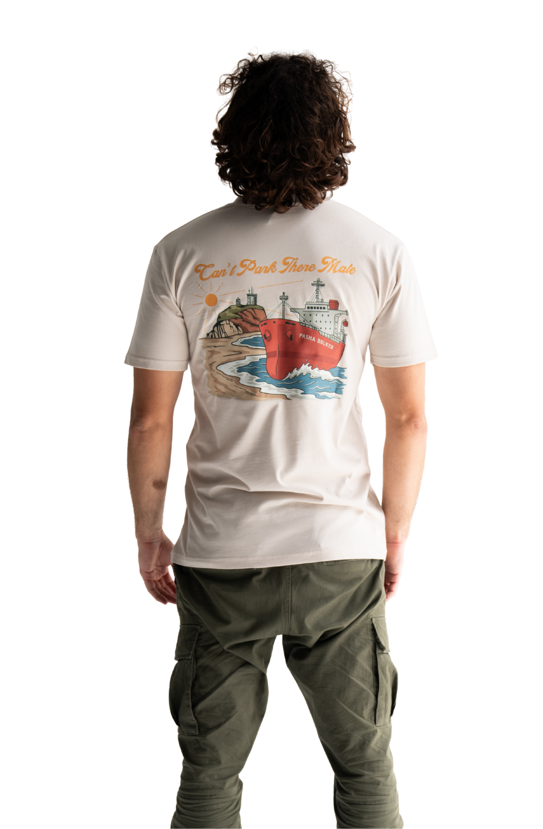 Pasha Bulker shipping container beach on nobby’s beach in front of the nobby’s lighthouse t-shirt newcastle