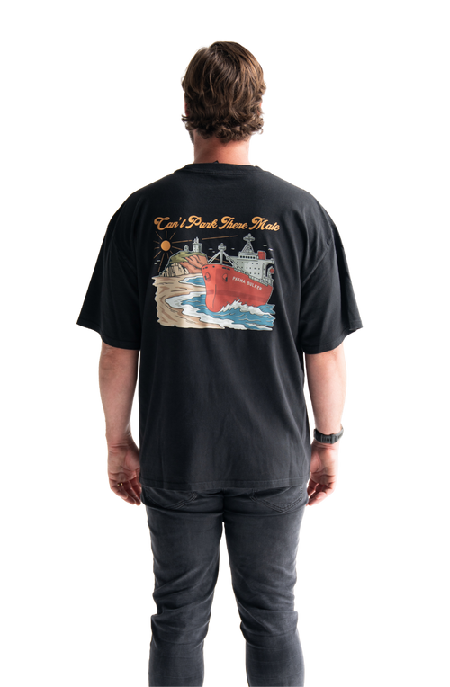 Pasha Bulker shipping container beach on nobby’s beach in front of the nobby’s lighthouse t-shirt newcastle