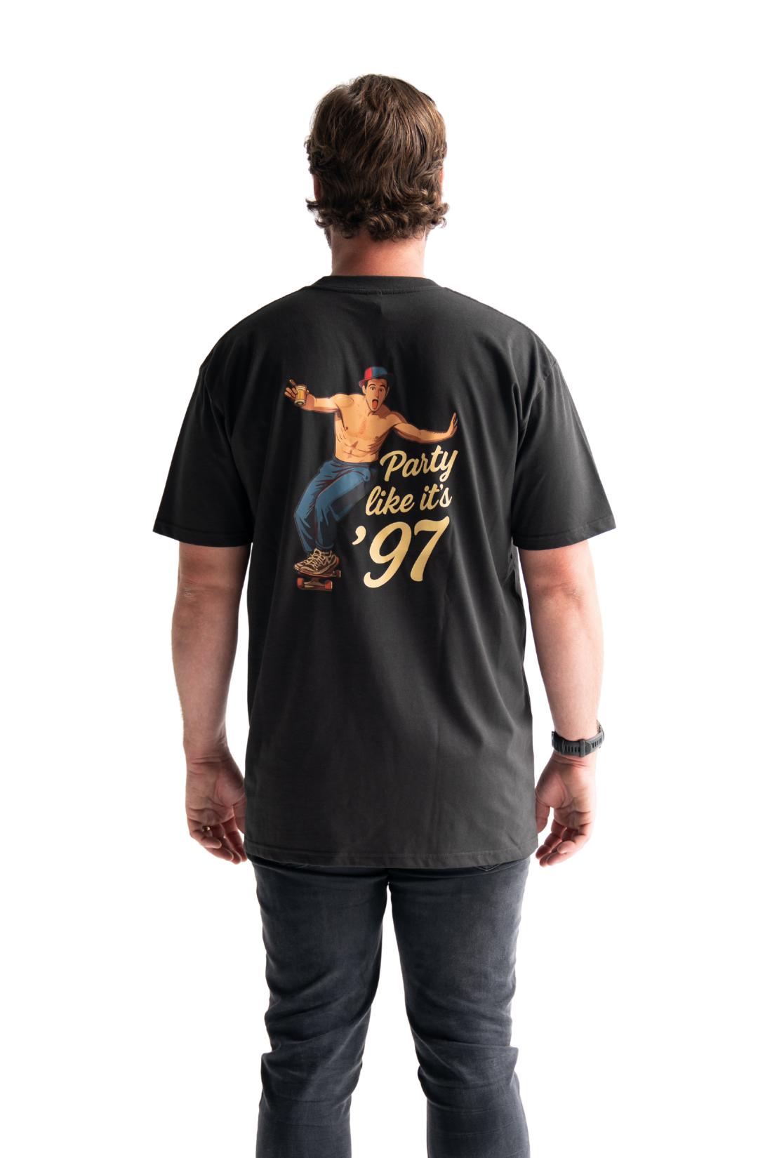 Andrew Johns skateboarding down King Street Newcastle t-shirt