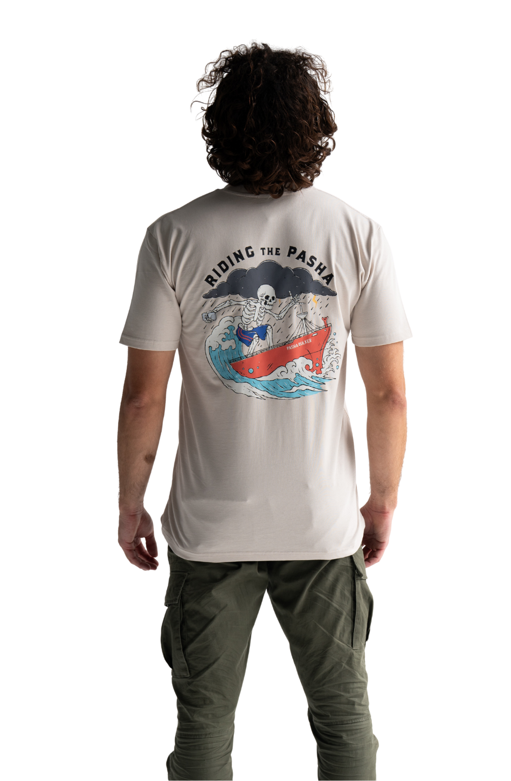 Skeleton surfing on the pasha bulker shipping container nobby’s beach newcastle t-shirt