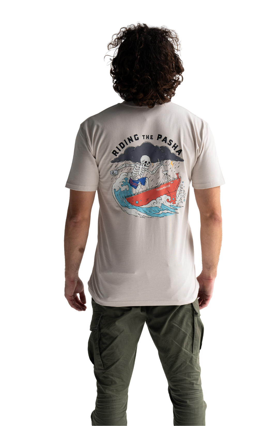 Skeleton surfing on the pasha bulker shipping container nobby’s beach newcastle t-shirt